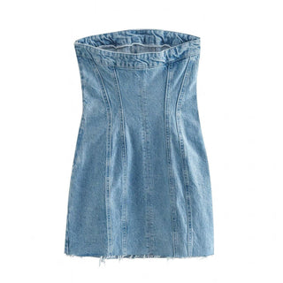 Bailey Blue Denim Strapless Tube Dress