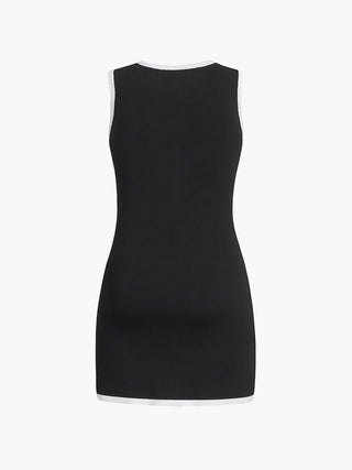 Meredith Contrast Sleeveless Short Sweater Dress