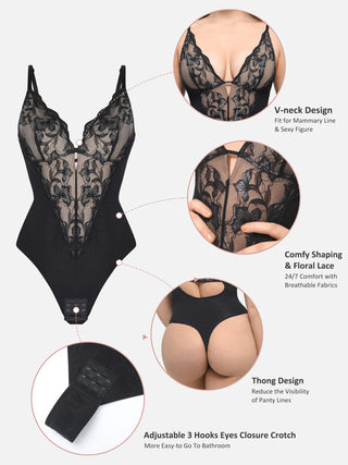 Essential Sculpting Lace Shapewear Thong Bodysuit