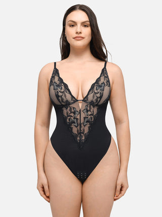 Essential Sculpting Lace Shapewear Thong Bodysuit