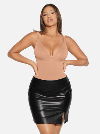 Essential V Neck Tummy Control Thong Bodysuit