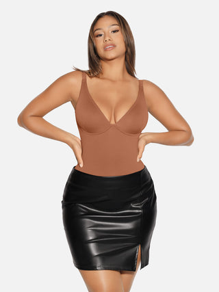 Essential V Neck Tummy Control Thong Bodysuit