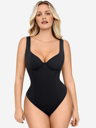 Essential Full Body Wide Strap V-Neck Bodysuit