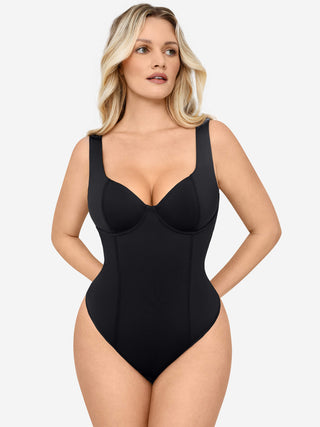 Essential Full Body Wide Strap V-Neck Bodysuit