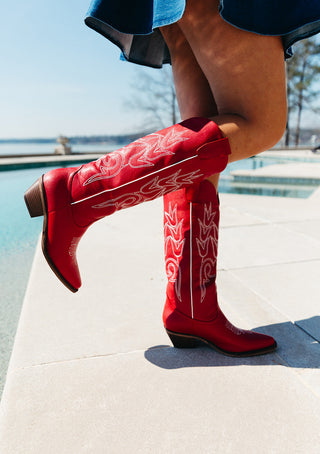 The Chloe Cowgirl Boot - Red