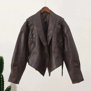 Mia Tie Waist Leather Jacket