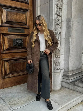 Victoria Suede Belted Trench Coat