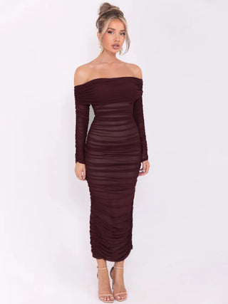 Brystan Bardot Ruched Midaxi Dress