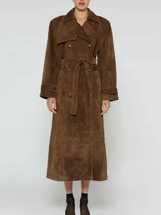 Victoria Suede Belted Trench Coat