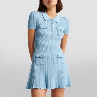 Fiona Ribbed Polo Flare Dress