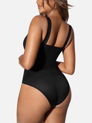 Essential V Neck Tummy Control Thong Bodysuit