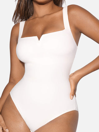 Essential V Neck Tummy Control Thong Bodysuit