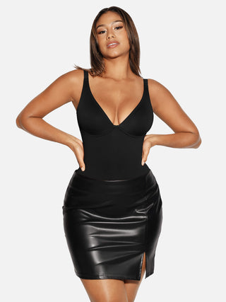 Essential V Neck Tummy Control Thong Bodysuit