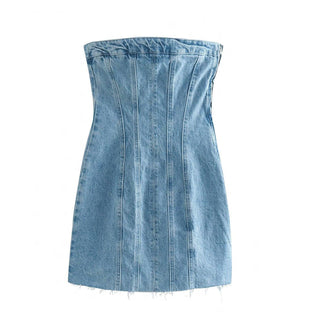 Bailey Blue Denim Strapless Tube Dress