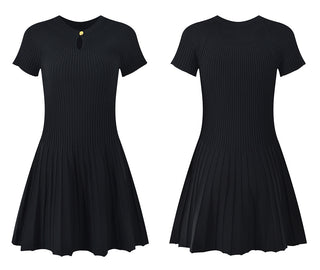 Rory Flared Pleated Knit Dress