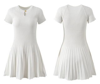 Rory Flared Pleated Knit Dress